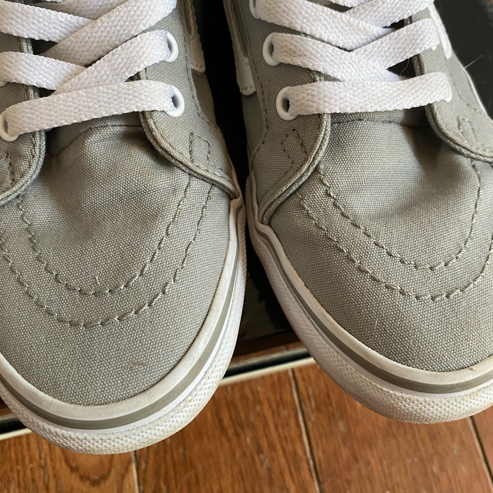 High Top Canvas Vans in Light Gray with White Accents - Picture 4 of 7